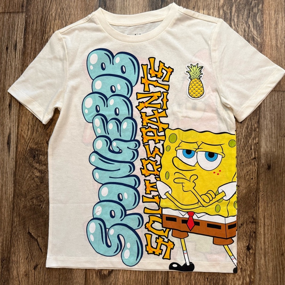 SpongeBob SquarePants Boys Size 8 Graphic‎ Tee Nickelodeon Cartoon T-Shirt NWOT